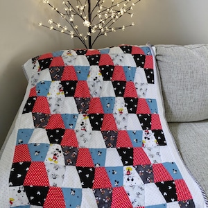 Mickey Patchwork Baby Quilt, Cotton Top Fleece Back Tummy Time Blanket