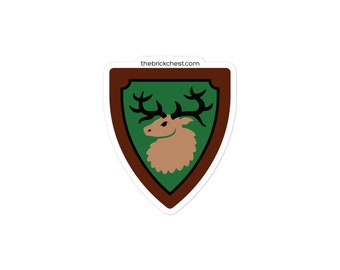 Vintage Castle Shield Elk Antlers Brick Minifigure Stickers