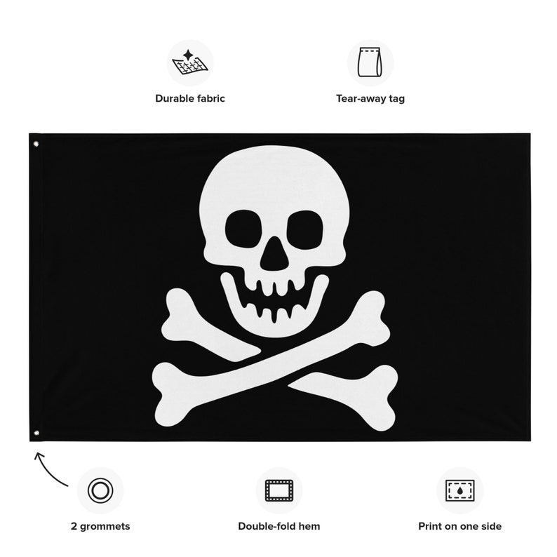 Vintage Pirate Skeleton Skull Crossbones Bricks Ships Flag - Etsy