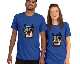 Custom Building Brick Lego Style Bat Man Minifigure Head cotton Short sleeve t-shirt