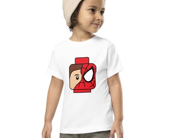 Benutzerdefinierte Baustein Stil Spidey Minifigur Kopf Kleinkind Kurzarm T-Shirt