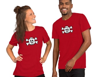 Custom Building Bricks Skull Skeleton Minifigure Head Crossbones Below Pirate Unisex t-shirt