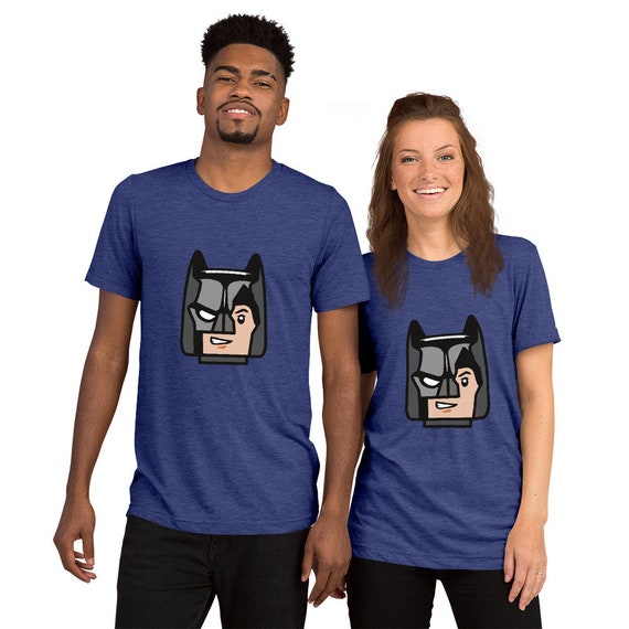 Custom Building Brick Lego Style Bat Man Minifigure Head cotton Short  sleeve t-shirt