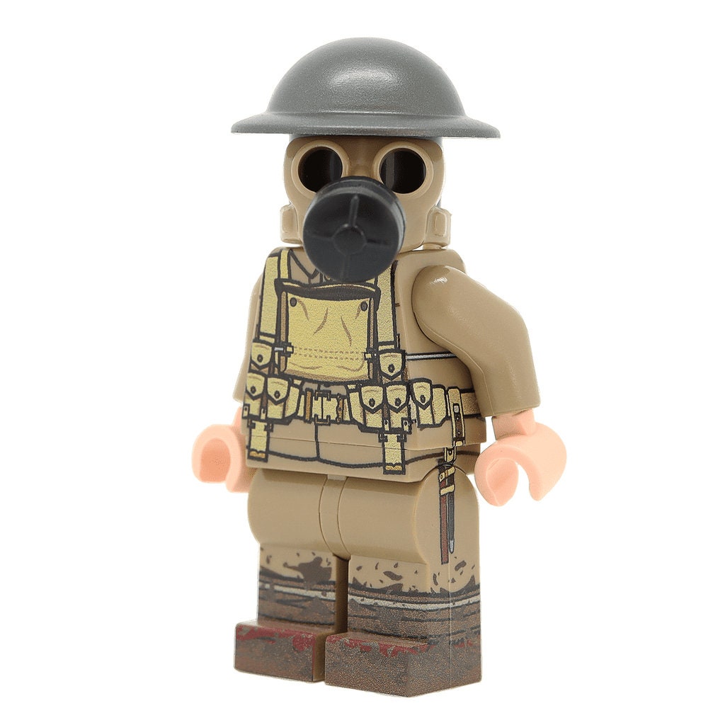 United Bricks WW1 Military Minifigure British Soldier With Gas