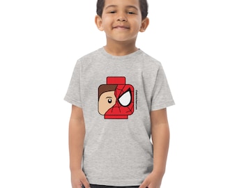 Kundenspezifisches Baustein-Lego-Art Spidey Minifigur-Kopf-Kleinkind-Kurzarm-T-Shirt