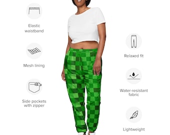 Green Building Blocks Miner Creep Pattern All Over Print Unisex track pants