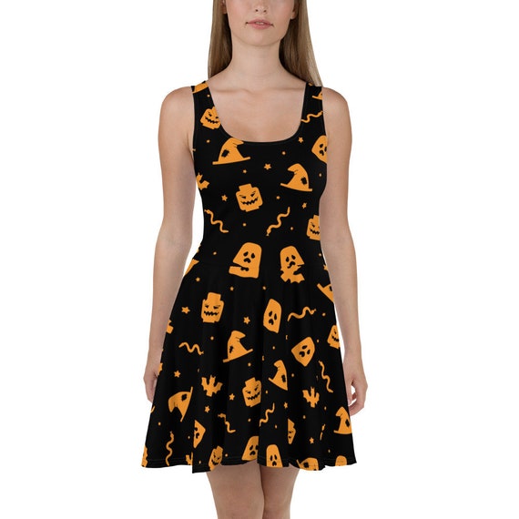pumpkin skater dress Halloween ghost pumpkin print skater dress- Sizes S- 5XL plus size