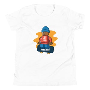 Custom Building Brick Lego Style Skateboarder Minifigure Youth Short Sleeve T-Shirt