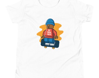 Custom Building Brick Lego Style Skateboarder Minifigure Youth Short Sleeve T-Shirt