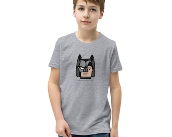 Custom Building Brick Lego Style Bat Man Minifigur Kopf Baumwolle Jugend Kurzarm T-Shirt