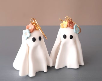 Halloween Ghost Earrings , Handmade Kawaii jewelry , Spooky Season Polymer Clay Accessories