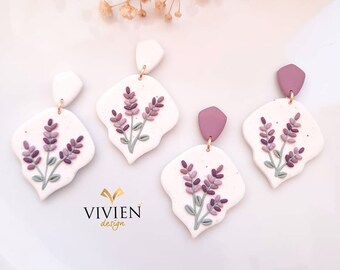 Lavender clay earrings | Lilac earrings |h Hypoallergenic and  Lightweight earrings | Polymer clay earringsgifts for mom