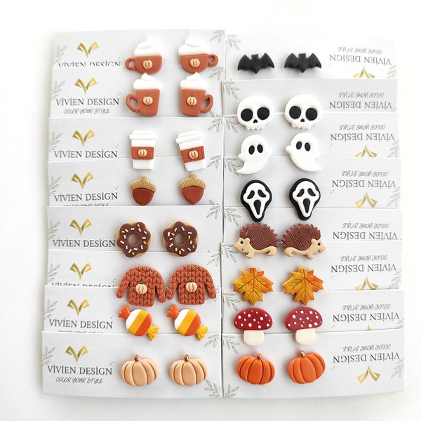 Halloween and fall stud earrings | fall stud earrings | halloween stud earrings | autumn stud earrings