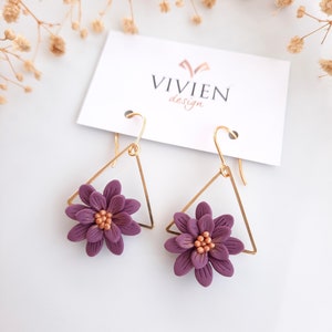 Handmade Polymer Clay Flower Earrings: Gold Plated Dainty Earrings