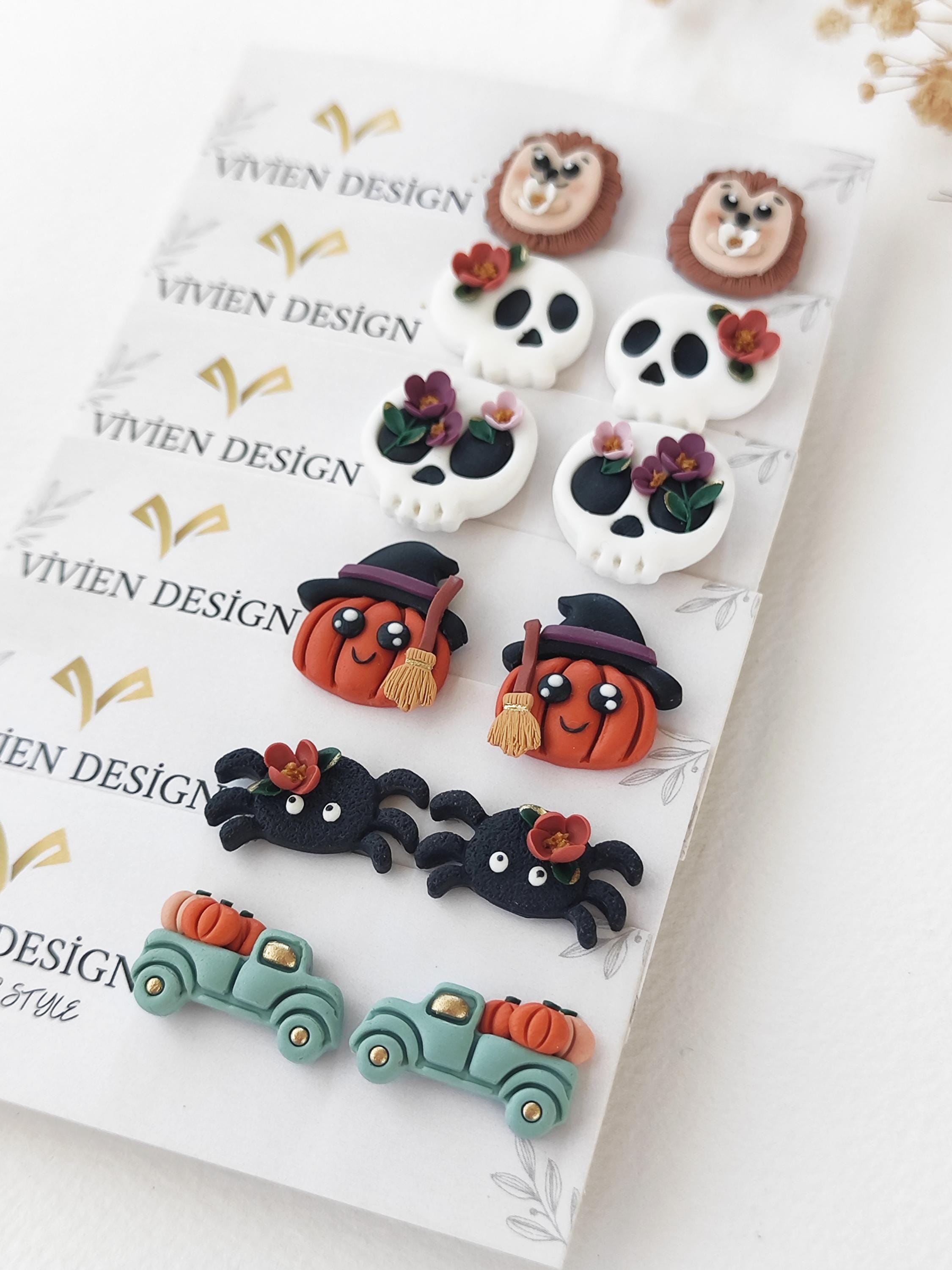 Boucles D'Oreilles Citrouille Halloween - Créoles Mignonnes Avec Cristaux - Pour Femmes Et Filles - Hypoallergéniques - 8