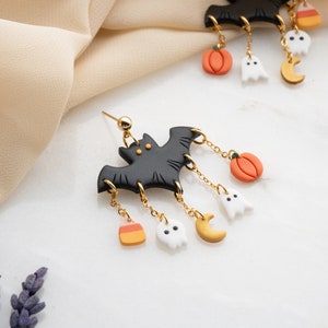 Halloween Bat Polymer Clay EarringsBat EarringsSpooky earrings creepy earrings Halloween Jewelry image 10