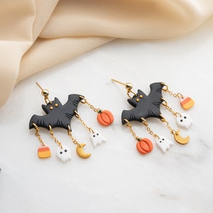 Halloween Bat Polymer Clay EarringsBat EarringsSpooky earrings creepy earrings Halloween Jewelry image 9