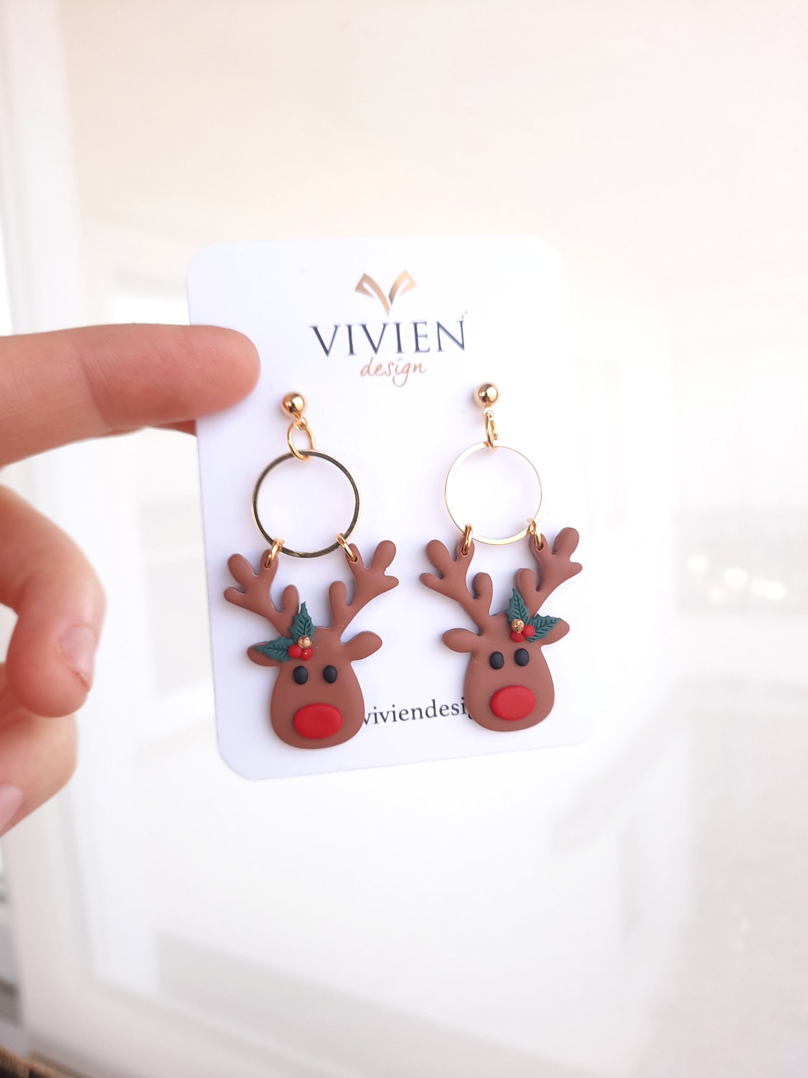 Wonderent Glimmering Mistletoe And Holly Happy Holidays Earring No.450