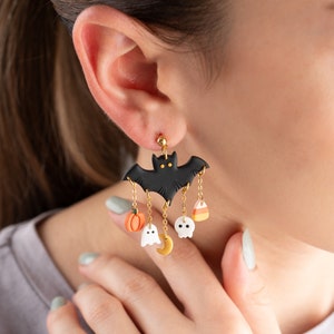 Halloween Bat Polymer Clay EarringsBat EarringsSpooky earrings creepy earrings Halloween Jewelry image 6