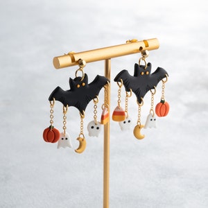 Halloween Bat Polymer Clay EarringsBat EarringsSpooky earrings creepy earrings Halloween Jewelry image 7