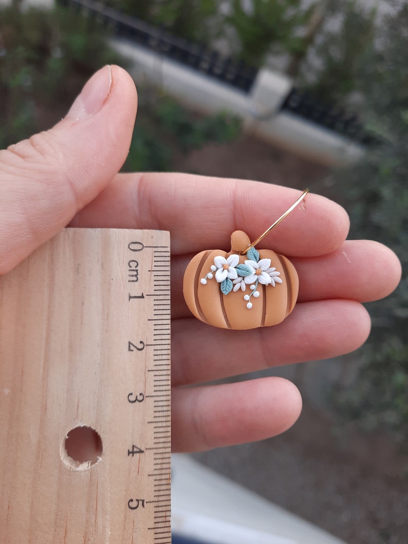 Floral Pumpkin Earrings Pumpkin Polymer Clay Jewelry Clay Etsy