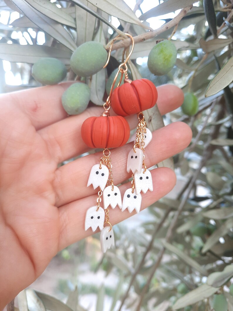 Halloween Clay Earrings Cute Ghost Polymer Clay Earrings - Etsy