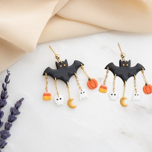 Halloween Bat Polymer Clay EarringsBat EarringsSpooky earrings creepy earrings Halloween Jewelry image 4