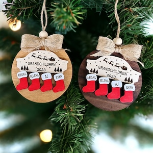 Great/ Grandchildren Ornament, 1-8 Names, Stockings Personalized Christmas Ornament,  Ornament with Names, Personalized Gift for Grandparent