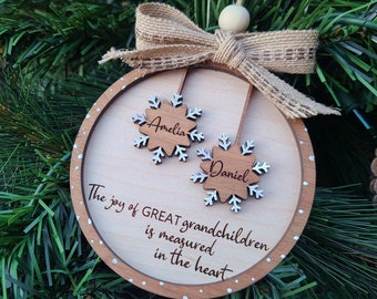 Great/ Grandchildren Ornament, 1-10 Names, Personalized Christmas Ornament,  Ornament with Names Family, Personalized Gift for Grandparents