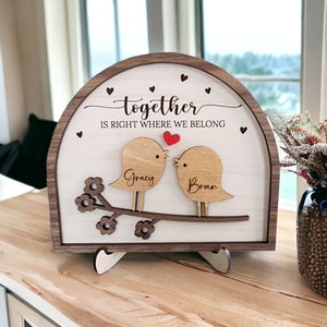 Love Birds Personalized Couple Wooden Sign, Valentines Day Gift For Her/Him, Couple Names Sign, Anniversary Couple Gift,Birthday Couple Gift