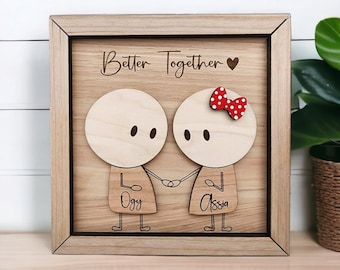 Anniversary Couple Gift, Personalized Couple Wooden Sign, Valentines Day Gift For Her/Him, Couple Names Wood Sign, Personalized Wedding Gift