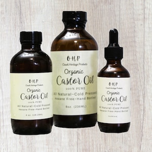 Olio di ricino biologico / Spremuto a freddo / Bottiglia di vetro ambrato / Tutto naturale / Senza esano / Capelli / Pelle / Bellezza / Confezioni di olio di ricino / Salute