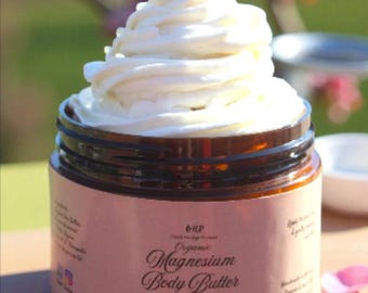 Organic Magnesium Body Cream: Whipped Shea Butter Lotion, Lavender Cinnamon Spice