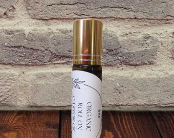 Organic Roll-on Castor Oil | Amber Glass Bottle w/Stainless Steel Roller Ball | Skin Moisturizer |