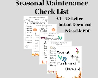 Seasonal Home Maintenance Check List | Printable | For Buyers & Sellers | PDF Instant Download | US Letter A4 Size |