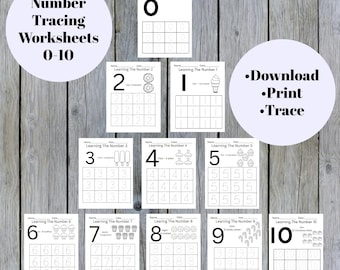 0-10 Number Tracing | Preschool Worksheets | Printable | Handwriting Practice | Kindergarten Worksheets | Learning Numbers | Print at Home