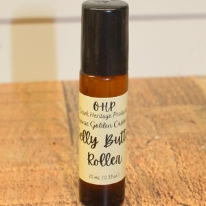 Organic Castor Oil Belly Button Roller: Amber Glass, Stainless Steel