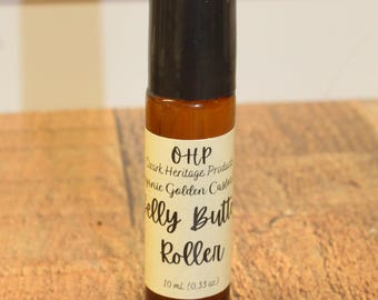 Belly Button Roll-on Golden Castor Oil | Organic | Amber Glass Bottle w/Stainless Steel Roller Ball | Skin Moisturizer |