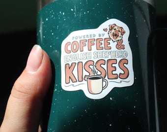 20oz English Shepherd decal Tumbler - Hot or Cold Beverage Mug - Tumbler- Green Thermos *New*
