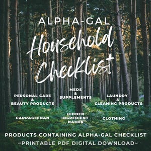 Alpha-Gal Haushaltsprodukte Checkliste | Druckbare PDF | Digitaler Download |