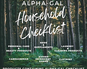Alpha-Gal Household Products Checklist | Printable PDF | Digital Download |