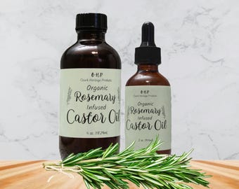Organic Rosemary Infused Castor Oil | Organic | Hexane Free | All Natural | Beard Oil | Hair Oil | Dandruff | 4 oz. | 2 oz |