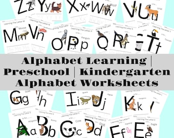 Preschool Alphabet Worksheets WITH COLOR | Preschool Learning | Homeschooling | Pre-K Learning | Toddler Learning |