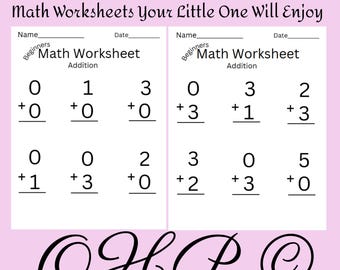 Kindergarten Worksheets | 20 Beginners Math Worksheets 0-5 | Instant Download | Printable PDF | Learning at Home | Homeschool Activities
