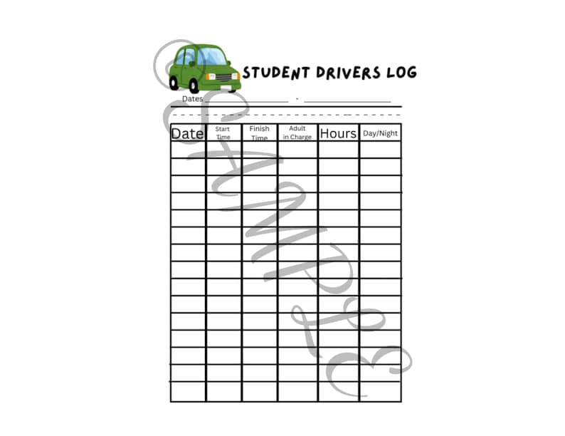 Student Driving Log: 5 Designs, Learner Permit Tracker (PDF & JPG) - Etsy