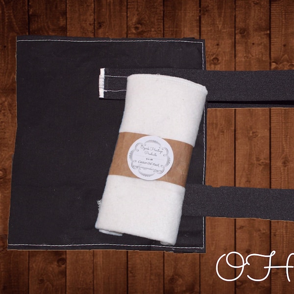 REUSABLE! Castor Oil Pack Wrap/Belt Holder for Liver area- free Unbleached Cotton Castor Oil Pack Flannel included!