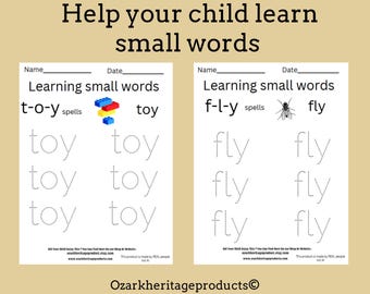 Small Word Worksheets: Kindergarten-1st Grade, Homeschool Printable (PDF)