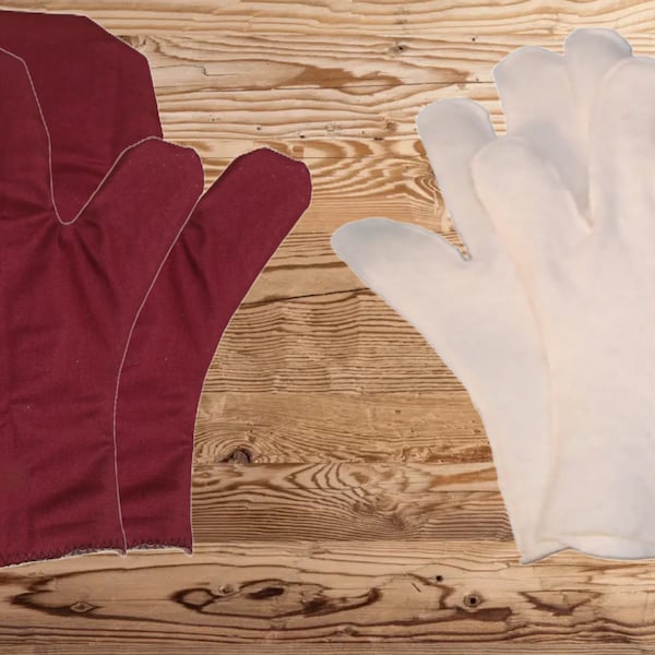 PAIR of Castor Oil Pack Glove Inserts AND Plastic Lined Mittens!! | 100% All Natural Cotton | Carpal Tunnel* | Arthritic Hands* |