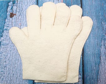 Inzetstukken voor handschoenen ricinusolie: ongebleekt katoen, handgemaakt