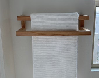 Soporte de toalla de roble, toallero montado en la pared de roble, barra de toalla decorativa, toallero de roble, barra de toalla de madera, almacenamiento organizador de toallas
